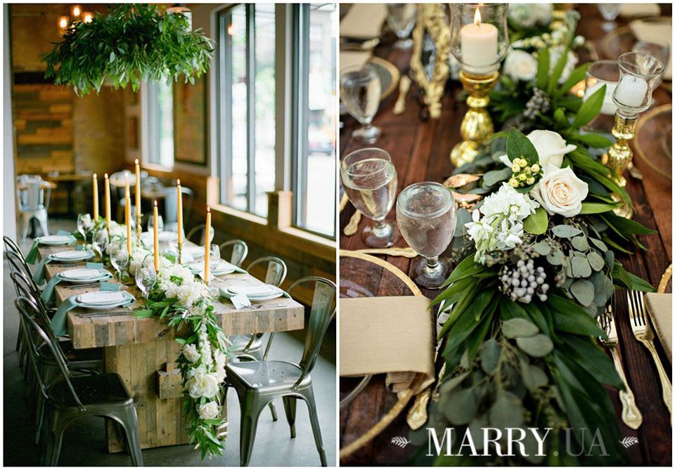 21 - greenery runners on wedding guest tables photo