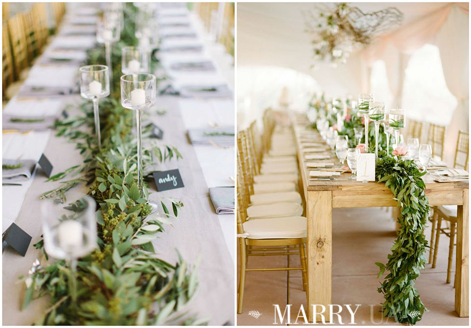 22 - greenery runners on wedding guest tables photo