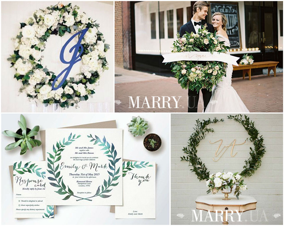 27 - greenery wreath wedding photo