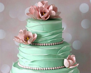 Торт на свадьбу в мятном цвете