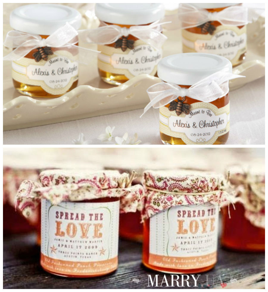 wedding favors jars of honey and jam