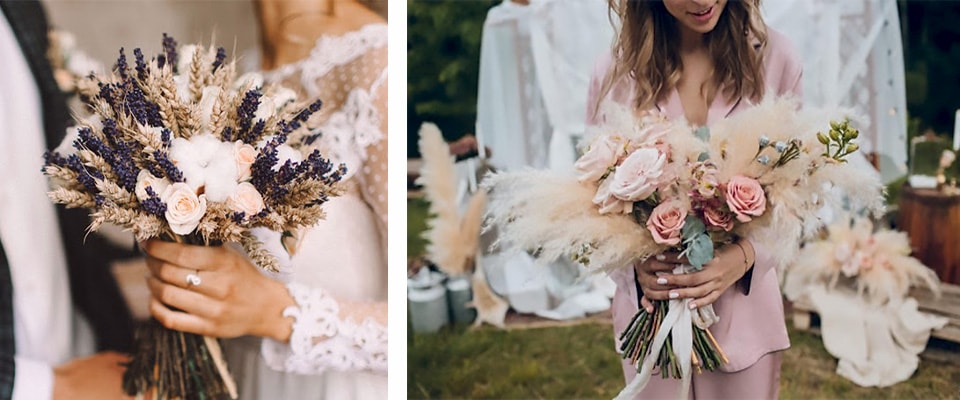 Букеты невесты из цветов и колосков примеры фото
