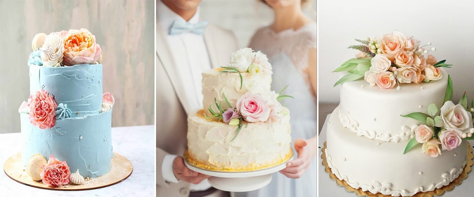 торт двухъярусный на свадьбу без мастики фото