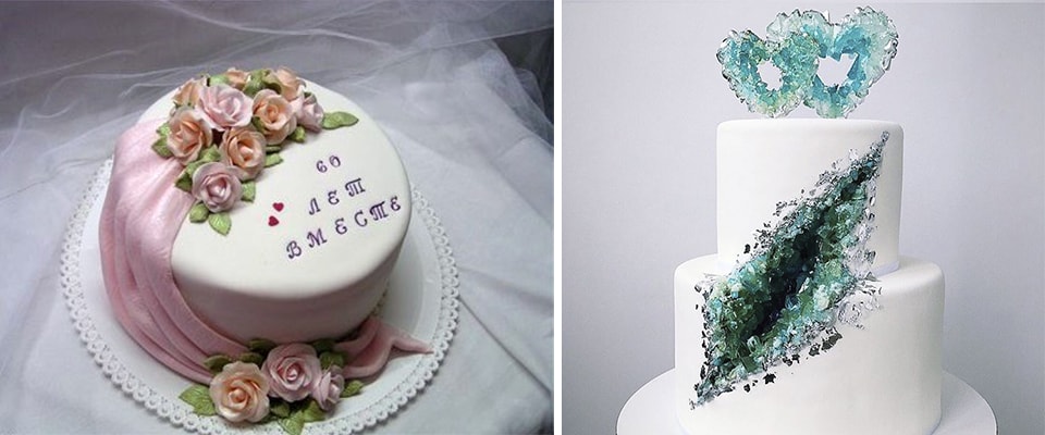 торт на бриллиантовую свадьбу пример фото