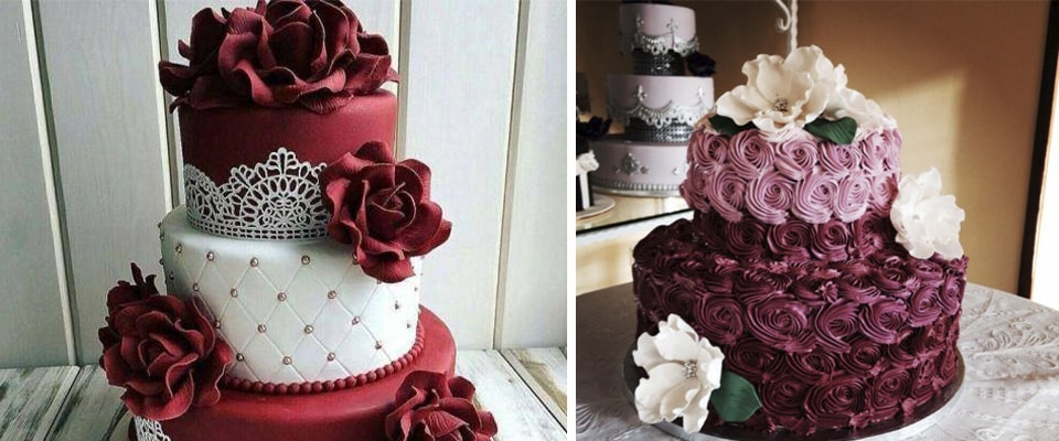 бордовый торт на свадьбу фото
