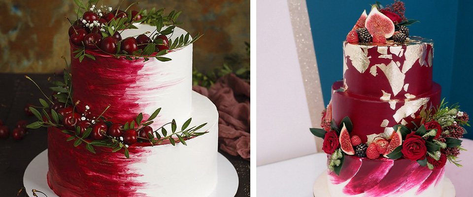 красно белый свадебный торт фото