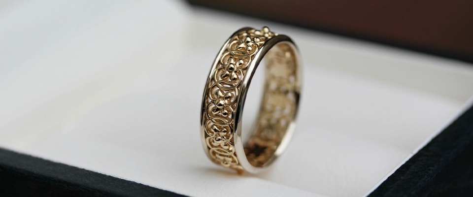 Обручальное кольцо комбинированное фото