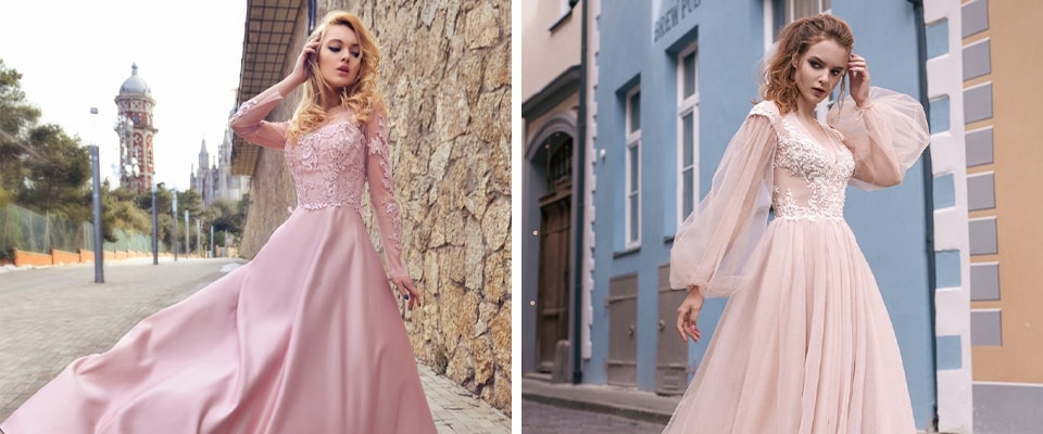 платье розовое свадебное фото