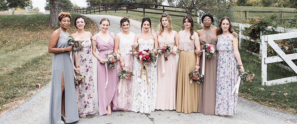 Выбор платьев для подружек невесты по цвету фото